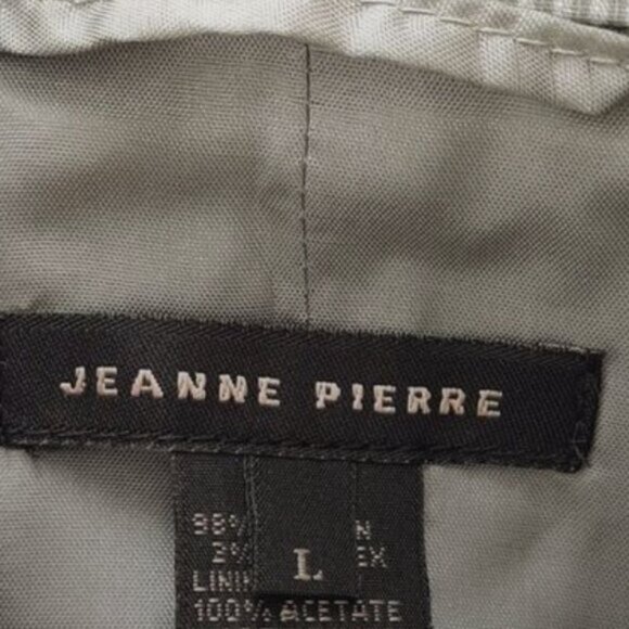 JEANNE PIERRE Textured Stripe Pastel Green Button Front Blazer Jacket Sz L - Picture 13 of 14